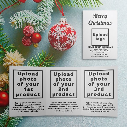 Wit | Christmas | Business Trifold Kaart