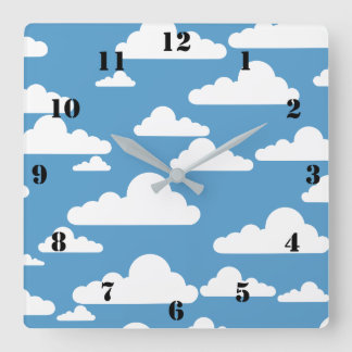 WIT-CLOUDS IN BLUE SKY-ILLUSTRATIE VIERKANTE KLOK