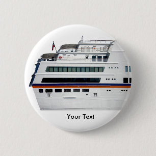 Wit cruiseschip met beschermde deklaag ronde button 5,7 cm