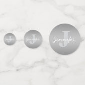 Wit Cursief & Grijs Monogram | Bewerkbare kleuren Confetti (Achterkanten)