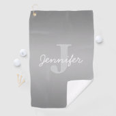 Wit Cursief & Grijs Monogram | Bewerkbare kleuren Golfhanddoek (Insitu)