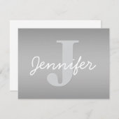 Wit Cursief & Grijs Monogram | Bewerkbare kleuren Informatiekaartje (Voorkant / Achterkant)