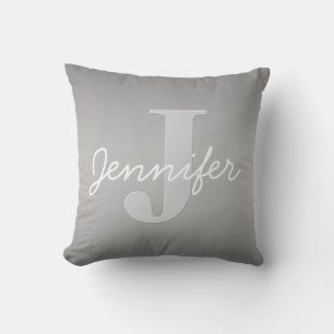 Wit Cursief & Grijs Monogram Bewerkbare kleuren Kussen