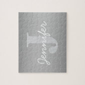 Wit Cursief & Grijs Monogram | Bewerkbare kleuren Legpuzzel (Verticaal)