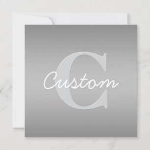 Wit Cursief & Grijs Monogram Bewerkbare kleuren Notitiekaartje