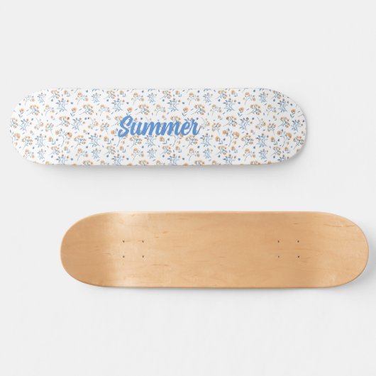 Wit Custom Trendy Wildflower Pattern Skateboard (Horizontaal)