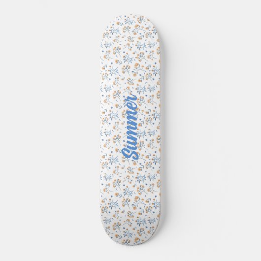 Wit Custom Trendy Wildflower Pattern Skateboard (Voorkant)