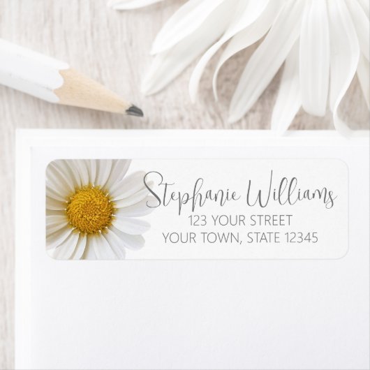 Wit Daisy Bloem Retouradres Label (Insitu)