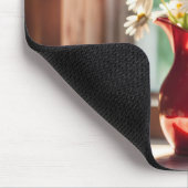 Wit Daisy boeket in rode pitcher Muismat (Hoek)