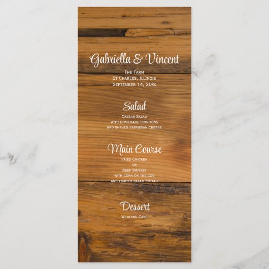 Wit-Daisy Hoefijzer Land Western Weddenschap Menu (Achterkant)