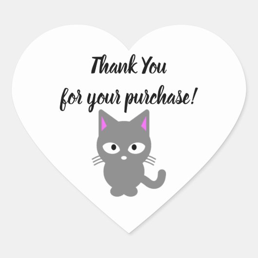  wit Dank je sticker met grijze kat (Voorkant)