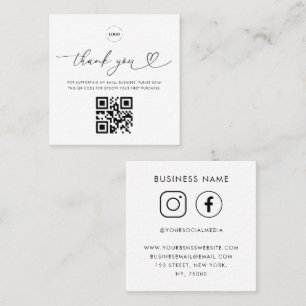 Wit Dank u Logo QR Code Aangepast Kleine Ondernemi Kortingskaartje