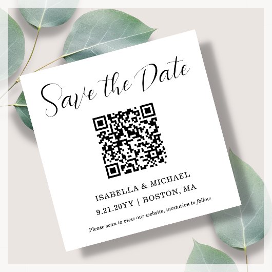 Wit | De datum opslaan | QR-code magneet