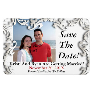 Wit decoratief bewaar de datum of... Fotomagneten Magneet