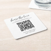 Wit | Deel de Liefde | Weddenschap Vierkante Kartonnen Onderzetter (Schuin)