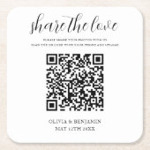 Wit | Deel de Liefde | Weddenschap Vierkante Kartonnen Onderzetter (Voorkant)