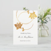 Wit Delicaat Goud Bloemen Bruiloft Event Menu (Staand voorkant)