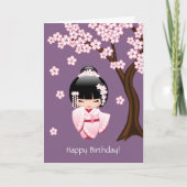 Wit Doll van Kokeshi van de Kimono - de Leuke Kaart (Voorkant)