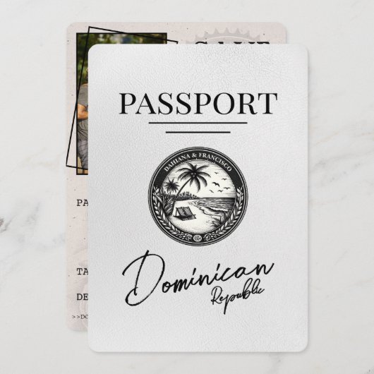 Wit Dominicaanse Republiek paspoort Bewaar de datu Save The Date (Voorkant / Achterkant)