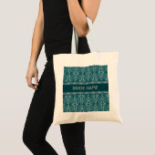 Wit & Donkergroen Damask Patroon-Aangepast Monogra Tote Bag (Voorkant (product))