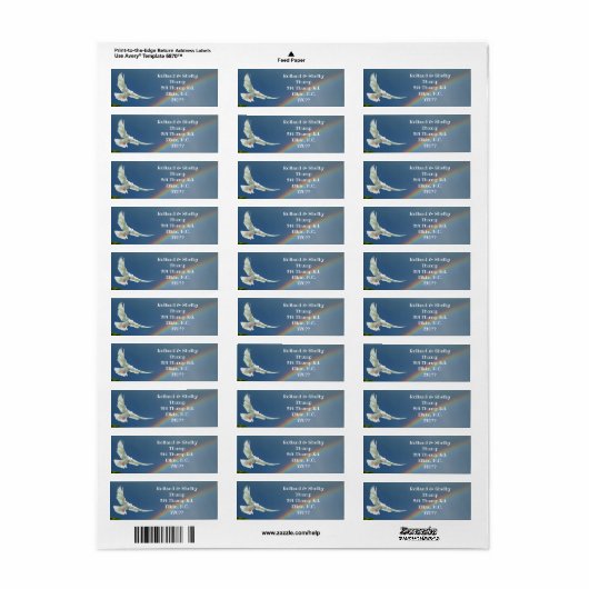 WIT DOVE MET ETIKET INZAKE RAINBOW (Full Sheet)