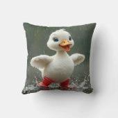 Wit eendje spettert in een regenplas kussen (Achterkant)