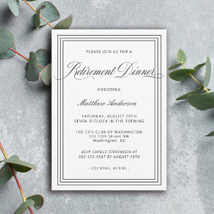 Wit Eenvoudig Elegant Pensioen Diner Kaart