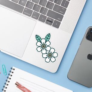 Wit Eenvoudig Leuk Bloemen Custom-Cut Vinyl Sticke Sticker