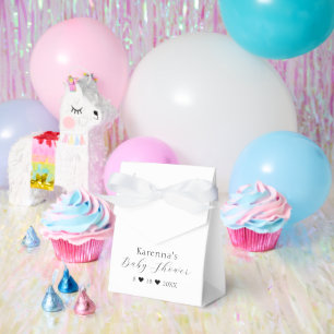 Wit Eenvoudig Minimalistisch Script Baby shower Bedankdoosjes