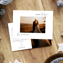 Wit Eenvoudig Modern Kerstmis Vrolijk Getrouwd Fot Feestdagenkaart