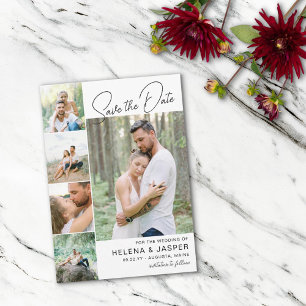 Wit Eenvoudig Schoon 5 Foto Collage Save The Date