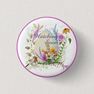 Wit ei kleine vogel kleurrijke bloemen bloemenkleu ronde button 3,2 cm