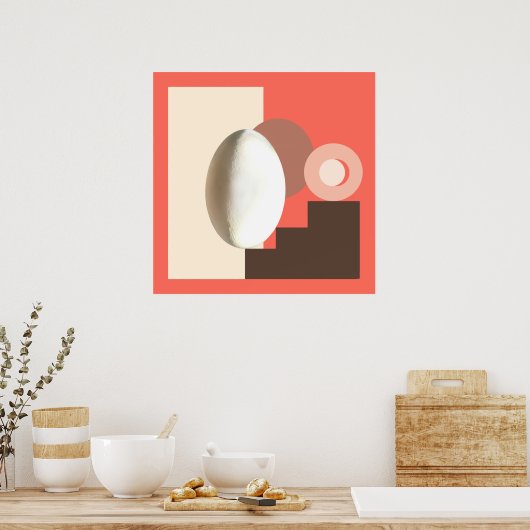 Wit Ei Modern Bauhaus Zalm Ontwerp  Poster (Keuken)