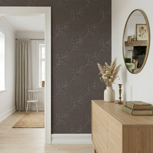 Wit Elegant Bloemend Modern Wol Donkergrijs Behang