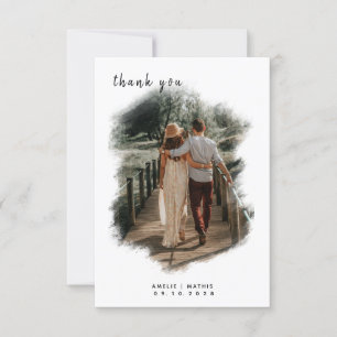 wit elegant eenvoudig met foto Weddenschap Bedankkaart
