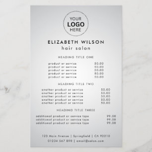 Wit Elegant Eenvoudige Salon Service Menu Flyer
