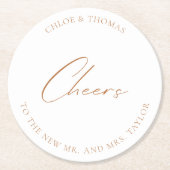 Wit Elegant Huwelijk Proost Ronde Kartonnen Onderzetter (Voorkant)