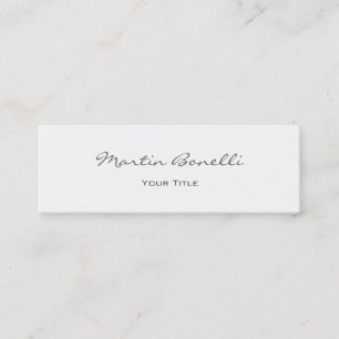 Wit Elegant Script Eenvoudig Trendy Professional Mini Visitekaartje