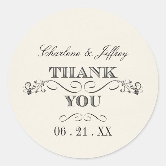  wit elegante bruiloft dank u WT313 Ronde Sticker (Voorkant)