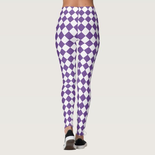 Wit en [Aangepaste kleur] gerangschikt diamantpatr Leggings (Achterkant)