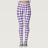 Wit en [Aangepaste kleur] gerangschikt diamantpatr Leggings (Voorkant)