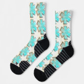wit en aqua distressed "Star of Life" Ems sokken (Links)