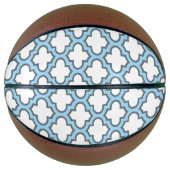 Wit en Baby Blauw Trellis, Lattice, Quatrefoil Basketbal (Voorkant)