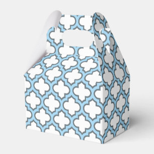 Wit en Baby Blauw Trellis, Lattice, Quatrefoil Bedankdoosjes