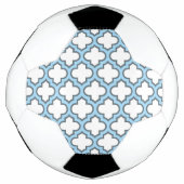 Wit en Baby Blauw Trellis, Lattice, Quatrefoil Voetbal (Voorkant)