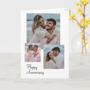 Wit en Beige Minimalistisch Jubileum Foto Kaart