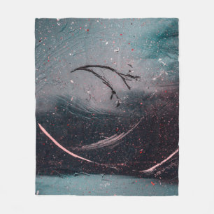 Wit en blauw abstract schilderij fleece deken