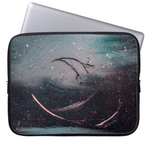 Wit en blauw abstract schilderij laptop sleeve