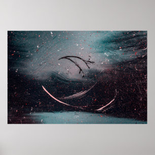 Wit en blauw abstract schilderij poster