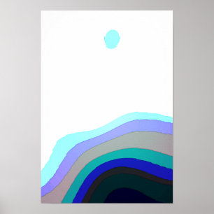 Wit en Blauw Abstracte Kunst 920 Poster